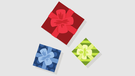 Top view gift boxes isolated illustrationのイラスト素材