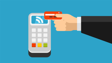 Contactless payment to POS with credit card illustrationのイラスト素材