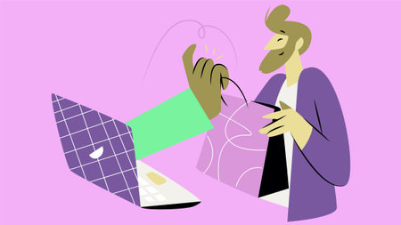 Online shopping and delivery options concept illustrationのイラスト素材