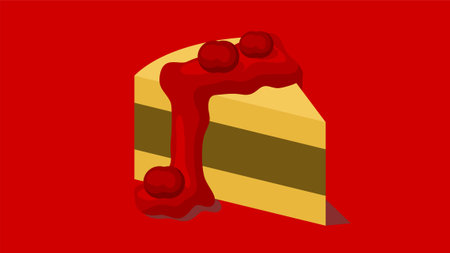 Berry cheese cake with chocolate in middle isolated illustration