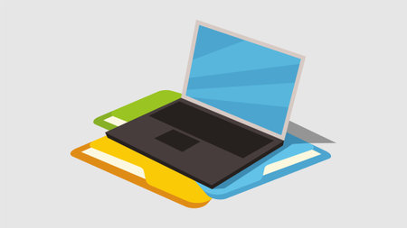 Computer screen on a desk flat design illustrationのイラスト素材