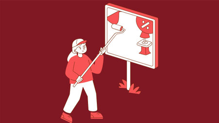 launching an advertising billboard illustration