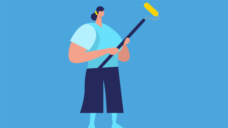 Audio engineer holding a microphone to record audioのイラスト素材