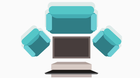 Living room top view layout with TV setのイラスト素材