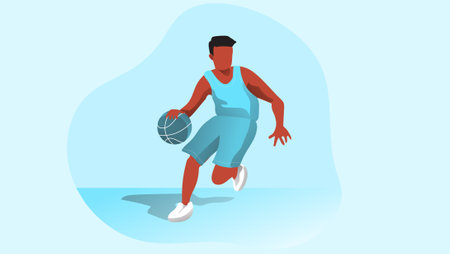 Basket ball player in the court isolated illustrationのイラスト素材