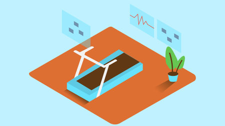 running treadmill machine illustrationのイラスト素材