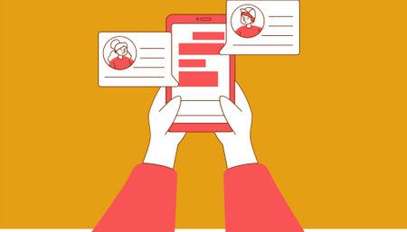 Mobile chat application with multiple chat pop ups illustrationのイラスト素材