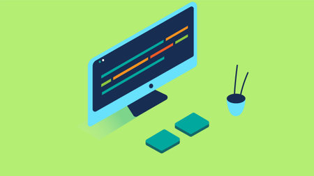 Isometric style design of computer screen illustration