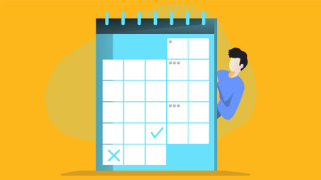 Calendar days check flat illustrationのイラスト素材