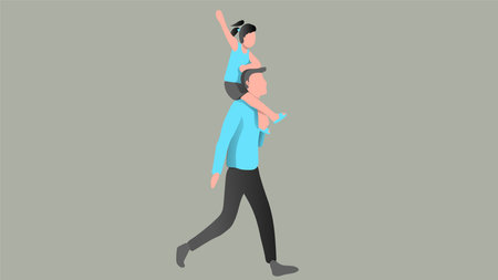 Father carrying his daughter enjoying life. Vector illustration.のイラスト素材