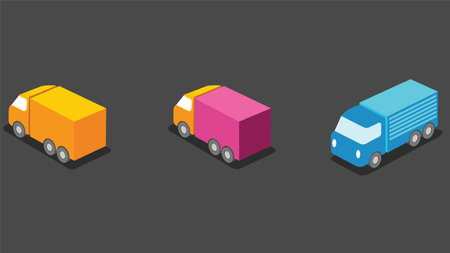 Isometric illustration of city buildings designed as game assets, featuring various architectural styles, streets, and urban elements arranged in an isometric perspective 03のイラスト素材