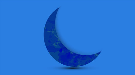 design illustration of an Islamic Ramadan background with greetings, featuring crescent moons, stars, and traditional elements, symbolizing spirituality, peaceのイラスト素材