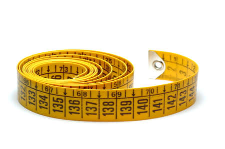 Yellow meter tape isolated over white background