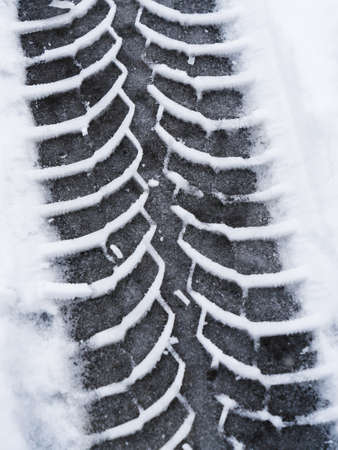 track from car tires on snow. High quality photo