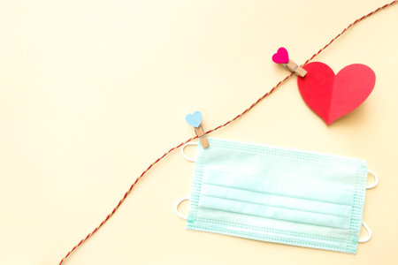 Happy valentines day 2021. Mask and heart.
