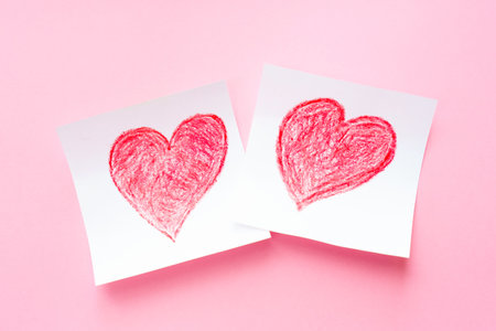 Happy valentines day 2021. Valentine cards with drawn heart. . High quality photoの写真素材