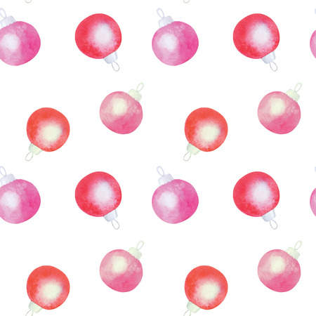 Watercolor christmas colorful balls seamless pattern backgroundの写真素材