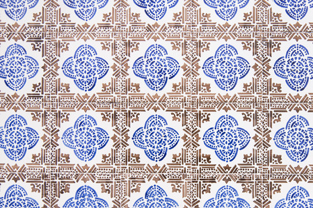 Portuguese tile house wall background texture close up