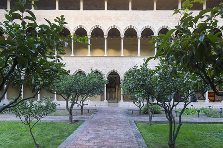 Inner courtyard of old monastery in Barcelona, Spainの写真素材