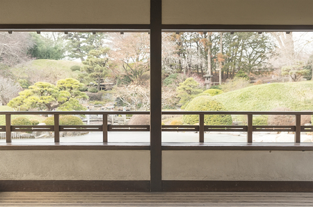 Winter Japan garden in Brooklyn, New York Cityの写真素材