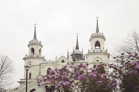 Old russian neogotic church near Moscowの写真素材