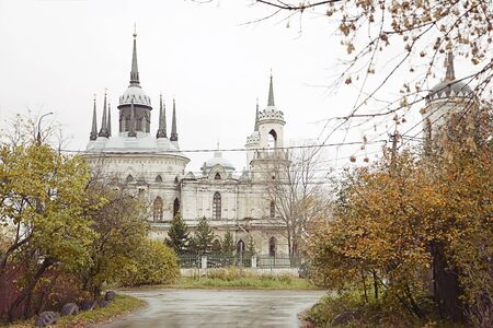 Old russian neogotic church near Moscowの写真素材
