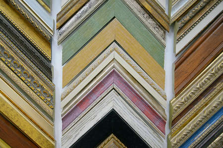 Various picture frames samples in a frame shop