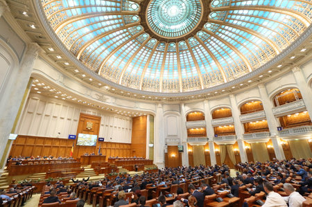 Bucharest, Romania - October 31, 2018: The deputies of the Romanian Parliament attend the final voting session of the Chamber of Deputies in Bucharest, Romania.のeditorial素材