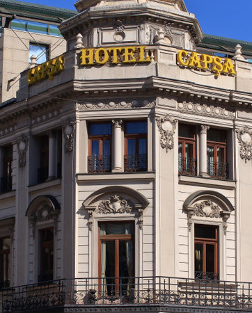 Bucharest, Romania - September 26, 2018: Hotel Capsa located on Victory Avenue in Bucharest, Romania.のeditorial素材