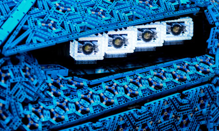 Bucharest, Romania - September 26, 2019: A full-size Bugatti Chiron made entirely from lego bricks is presented to the public at a press event in Bucharest.のeditorial素材