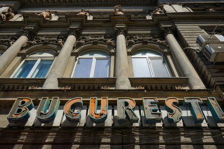 Bucharest, Romania - May 11, 2020: The building of the former Trianon cinema, later Bucharest, built in 1864 according to the plans of the architect Alexandru Orascu on Regina Elisabeta Boulevardのeditorial素材