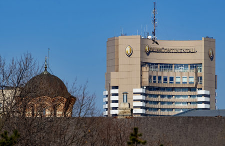 Bucharest, Romania - February 04, 2021: InterContinental Bucharest Hotel located in Bucharest, Romania.のeditorial素材