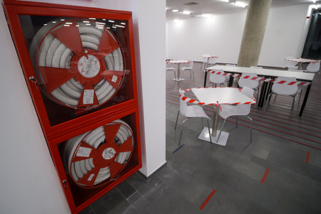 Bucharest, Romania - November 27, 2020: The new Steaua Stadium is open for a press event on the day of the reception by the Romanian Prime Minister, in Bucharest. This image is for editorial use only.のeditorial素材