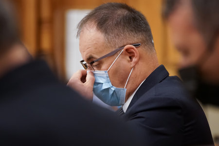 Bucharest, Romania - June 23, 2021: Former prosecutor Fabian Gyula running for Ombudsman is heard for this in the Committees for Legal Matters of the Romanian Parliament.のeditorial素材