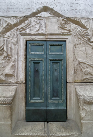 Bucharest, Romania - May 20, 2017: Long Night of Museums at National Museum of Romanian History open free to public and media. Copy in plaster of Trajan's Column in Rome. Image for editorial use only.のeditorial素材
