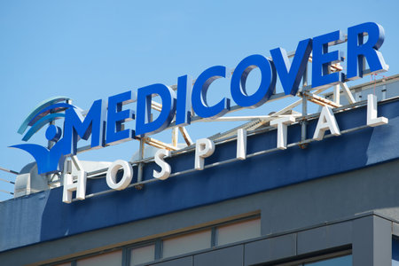 Bucharest, Romania - May 20, 2022: The Medicover hospital, of the German multinational health network, in the north of Bucharest.のeditorial素材