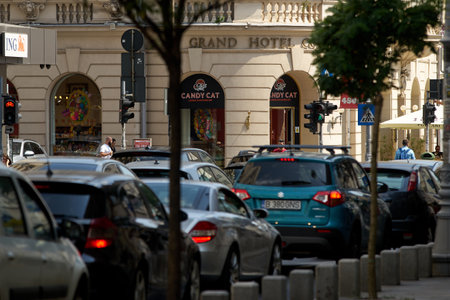 Bucharest, Romania - July 04, 2022: Grand Hotel Continental located on Victory Avenue in Bucharest, Romania.のeditorial素材