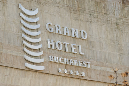 Bucharest, Romania - August 02, 2022: The newly renamed Grand Hotel Bucharest, former InterContinental, one of the most beautiful buildings in Romania. !! For editorial use only.のeditorial素材