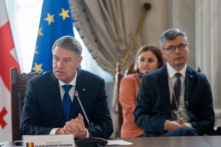Bucharest, Romania - Dec. 17, 2022: Plenary session of the Agreement On Strategic Partnership In The Field Of Green Energy Development And Transmission between Azerbaijan, Georgia, Romania and Hungaryのeditorial素材