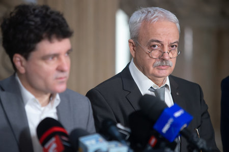 Bucharest, Romania - January 03, 2023: Press conference on urban planning issues at the Bucharest City Hall, regarding the collaboration with the Ion Mincu University of Architecture and Urbanism.のeditorial素材