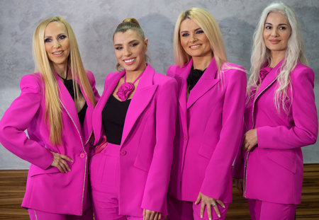 Bucharest, Romania - February 03, 2023: Romanian Pop Music Band A.S.I.A. in a press conference announcing band reunion and next concert. Image for editorial use onlyのeditorial素材