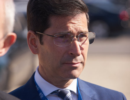Bucharest, Romania. 14th Mar, 2023: Pablo Zapata, Special Representative of UNHCR in Romania, at the UNHCR integrated center for Ukrainian refugees due to the Russian invasion of Ukraine.のeditorial素材