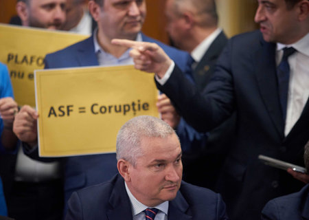 Bucharest, Romania. 20th Mar, 2023: Hearing of the Romanian Financial Supervisory Authority on the withdrawal of operating authorization of the Euroins insurance company in the committee of the Senateのeditorial素材