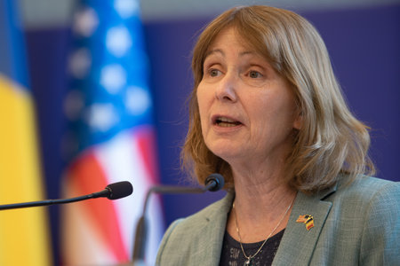 Bucharest, Romania. 23th Mar, 2023: Kathleen Kavalec, US ambassador to Romania, at the signing of the Social Security Agreement between USA and Romania.のeditorial素材