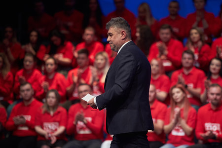 Bucharest, Romania. 31th Mar, 2023: Marcel Ciolacu, President of the Romanian Chamber of Deputies, speaks at the event organized by the Social Democratic Party and PES activists Romania on the occasion of the celebration of 130 years since the establishmeのeditorial素材