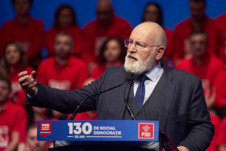 Bucharest, Romania. 31th Mar, 2023: Frans Timmermans, First Vice President of the European Commission, speaks at the event organized by the Social Democratic Party and PES activists Romania on the occasion of the celebration of 130 years since the establiのeditorial素材