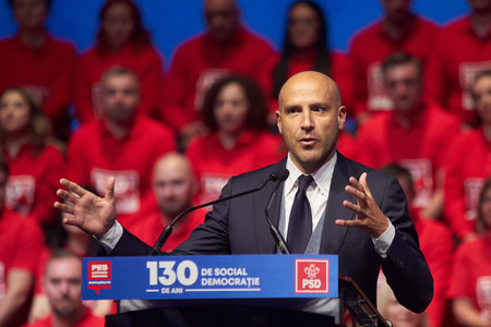 Bucharest, Romania. 31th Mar, 2023: Giacomo Filibeck, PES Executive Secretary General, speaks at the event organized by the Social Democratic Party and PES activists Romania on the occasion of the celebration of 130 years since the establishment of the fiのeditorial素材