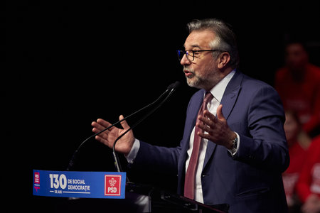 Bucharest, Romania. 31th Mar, 2023: Lucian Romascanu, Romanian Minister of Culture, speaks at the event organized by the Social Democratic Party and PES activists Romania on the occasion of the celebration of 130 years since the establishment of the firstのeditorial素材