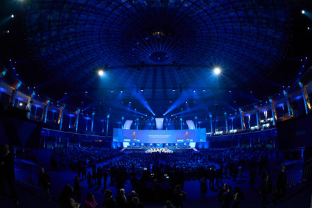 Bucharest, Romania. 6th Mar, 2024: Plenary session of 2024 EPP Congress on March 6, in Bucharest.のeditorial素材