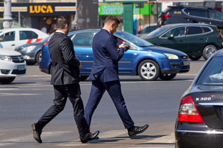 Bucharest, Romania. 1st July, 2024: George Simion, president of AUR and candidate for the presidency of Romania, arrives for the consultations regarding the calendar of the presidential electionsのeditorial素材